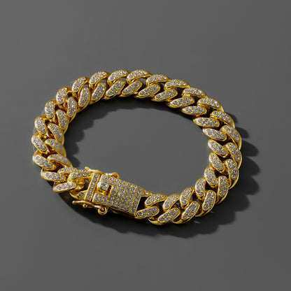 Hip Hop Trend Full Diamond Cuban Link Chain Men's Bracelet Jewelry Gym From House Y521 Gold Bracelet