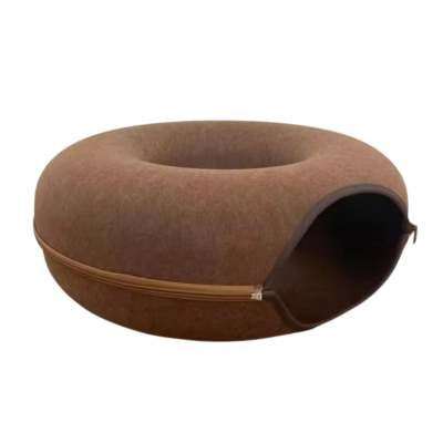 Four Seasons Available Cat Round Felt Pet Nest Pets dealsniper-net Brown 50x50x23cm