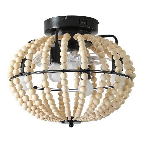 Beaded Fan Lamp Wooden Beaded Chandelier