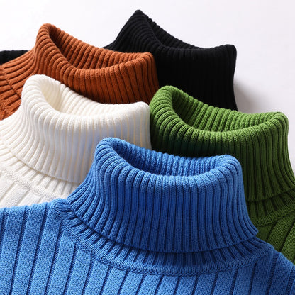Turtleneck Sweater Men Women Ins Fashion Solid Striped Men DealSniper.net