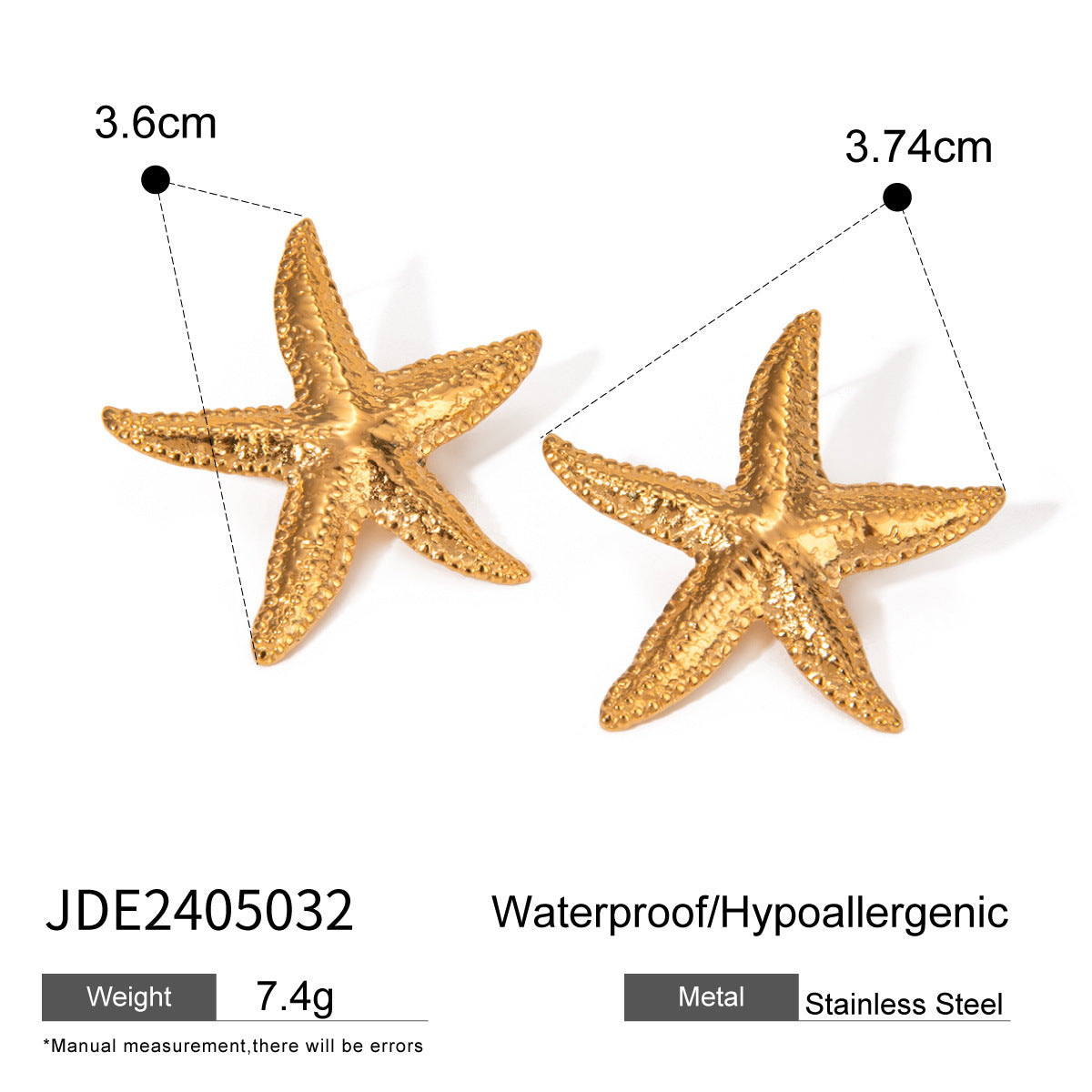 Marine Shell 18K Gold Stainless Steel Starfish Earrings Jewelry Jewelry dealsniper-net JDE2405032