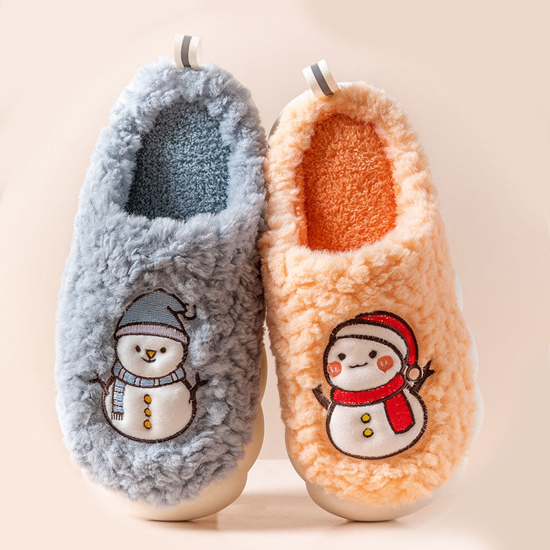 Cute Snowman Slippers Winter Indoor Household Warm Plush Women dealsniper-net