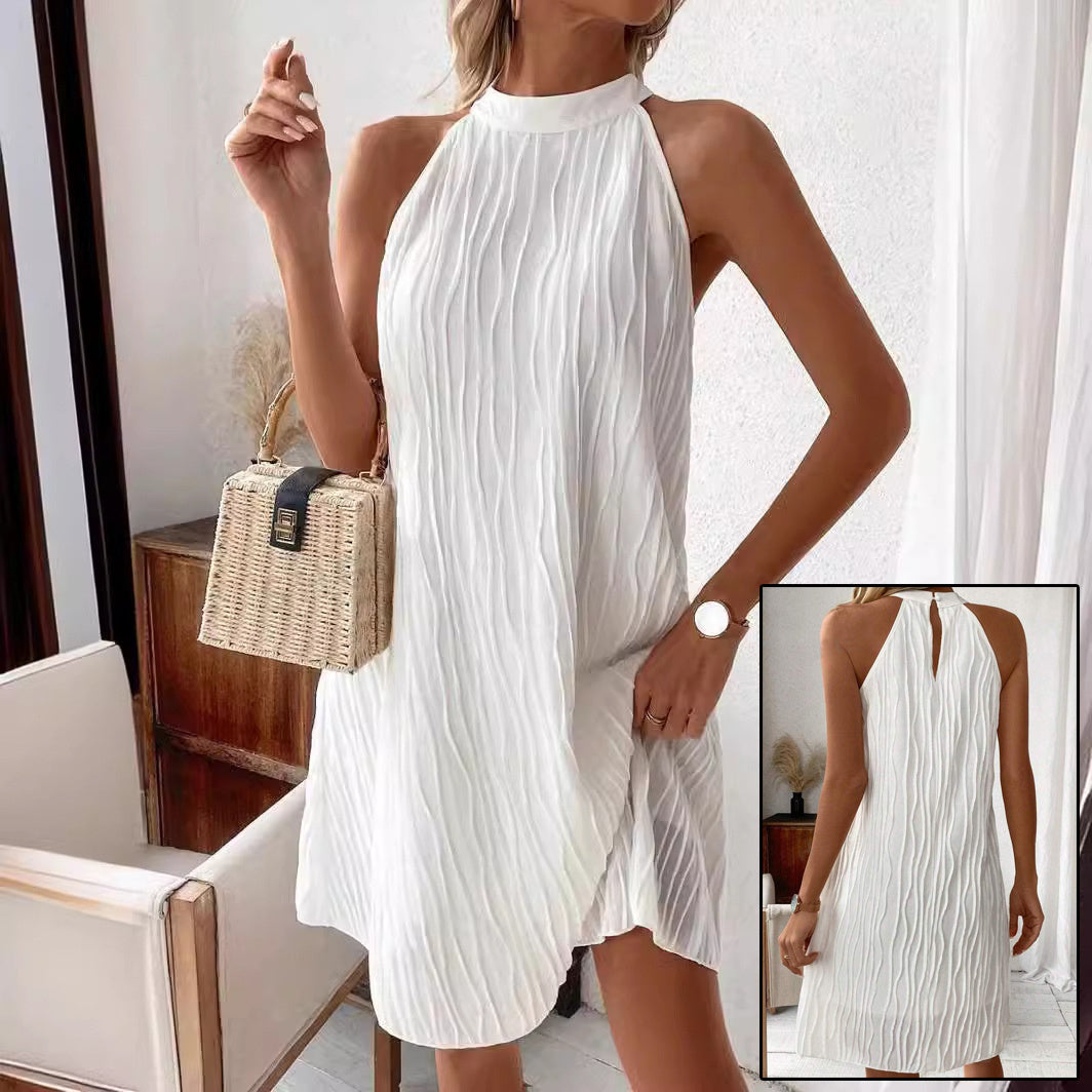 Fashion Dresses For Women Pure Color Halter Backless Dress Women dealsniper-net