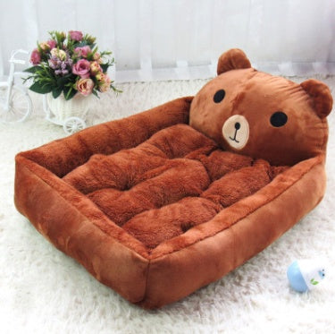 Kennel removable and washable Teddy cartoon pet nest Pets dealsniper-net Brown bear L