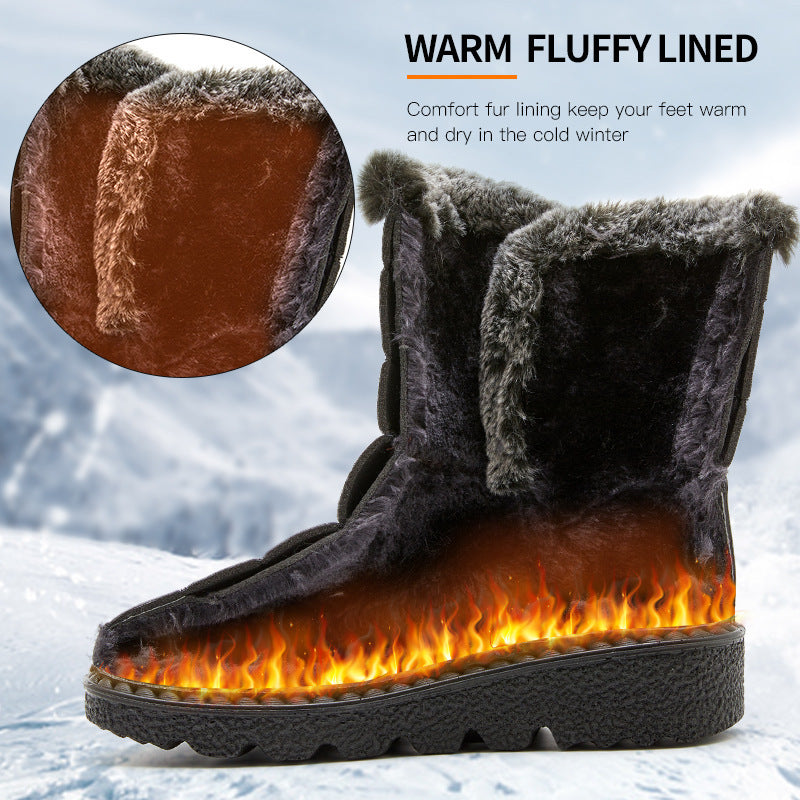 Snow Boots Winter Warm Hook And Loop Fastener Plush Shoes Women null