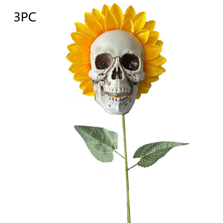 Skull Sunflower Halloween Decoration Garden Simulation