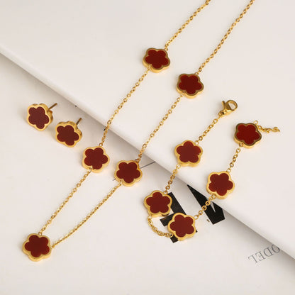 Small Fresh And Lovely Green Drop Gum Flower Jewelry Gym From House Red three piece set 1PCS