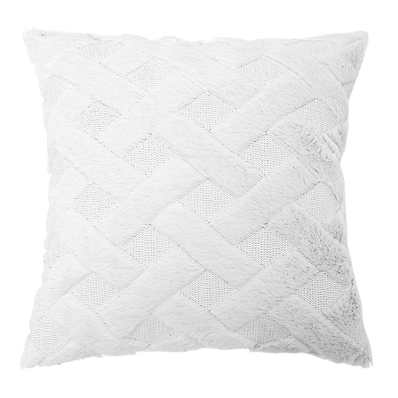 Geometric Rhombus Double-sided Three-dimensional Plush Pillowcase Home dealsniper-net D White A45x45cm