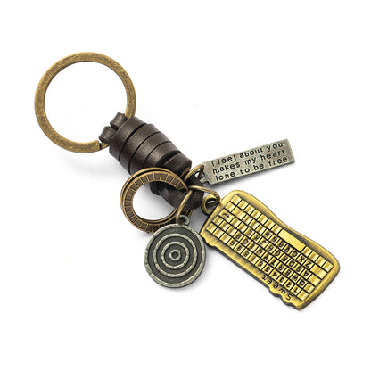 Women's Fashion Vintage Handwoven Leather Keychain