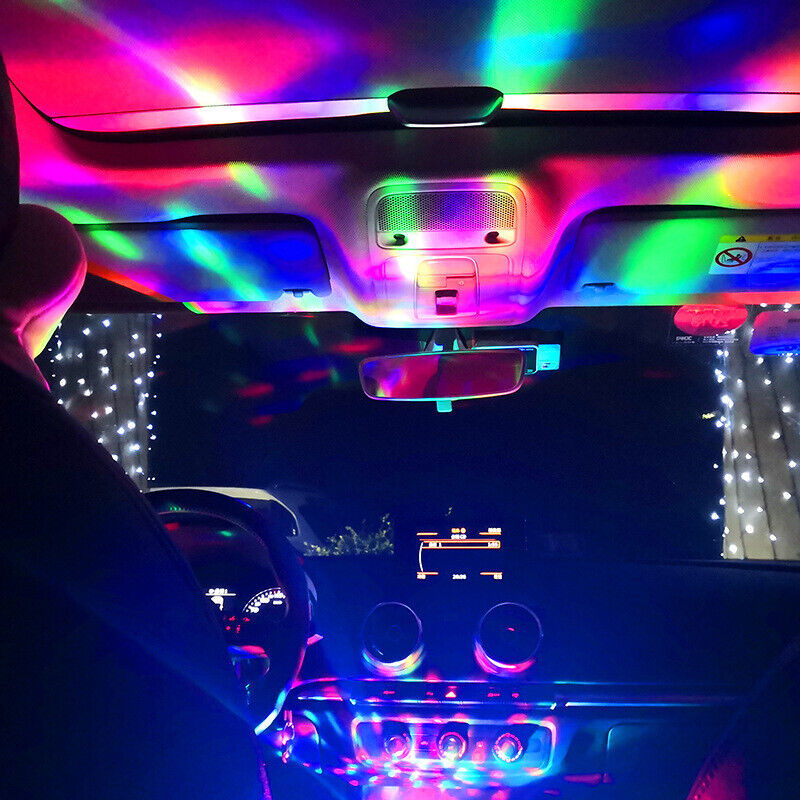 2x USB Mini Disco DJ Ball Car Party Atmospher Light Bar Colorful Sound Activated Home dealsniper-net