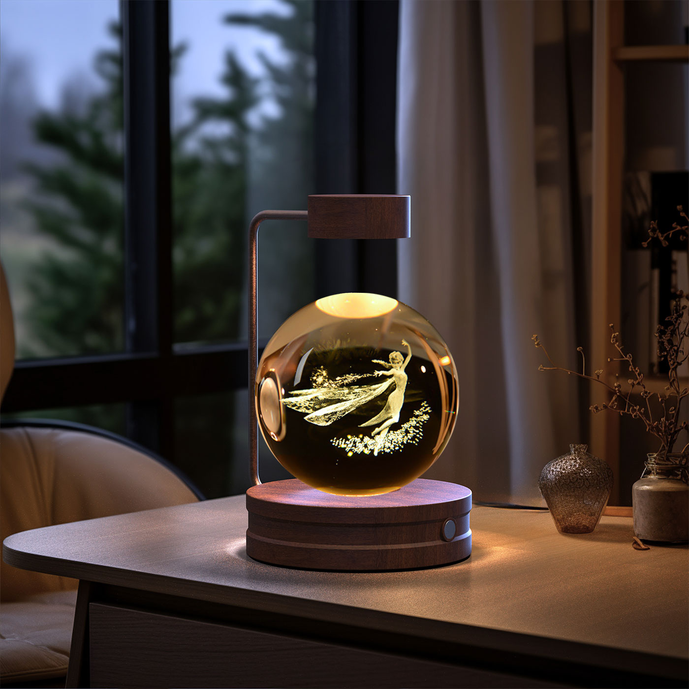 Crystal Ball Cosmic Dinosaur Indoor Night Light USB Home dealsniper-net Aisha Dark wood