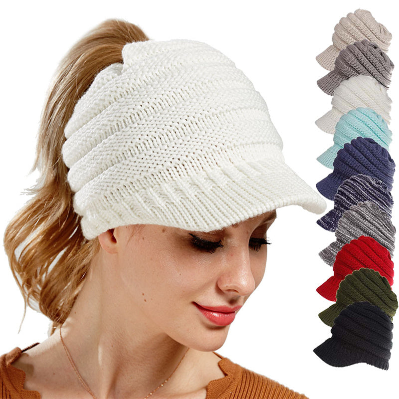 Women Ponytail Beanies Autumn Winter Hats Female Women dealsniper-net