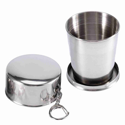 S Stainless Steel Travel Folding Cup Camp Keychain Kitchen dealsniper-net L