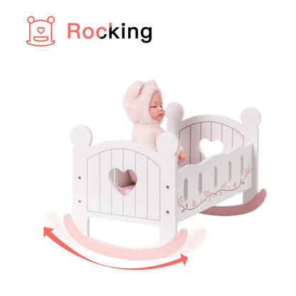 Wooden Doll Cradle Rocking Baby Doll Crib