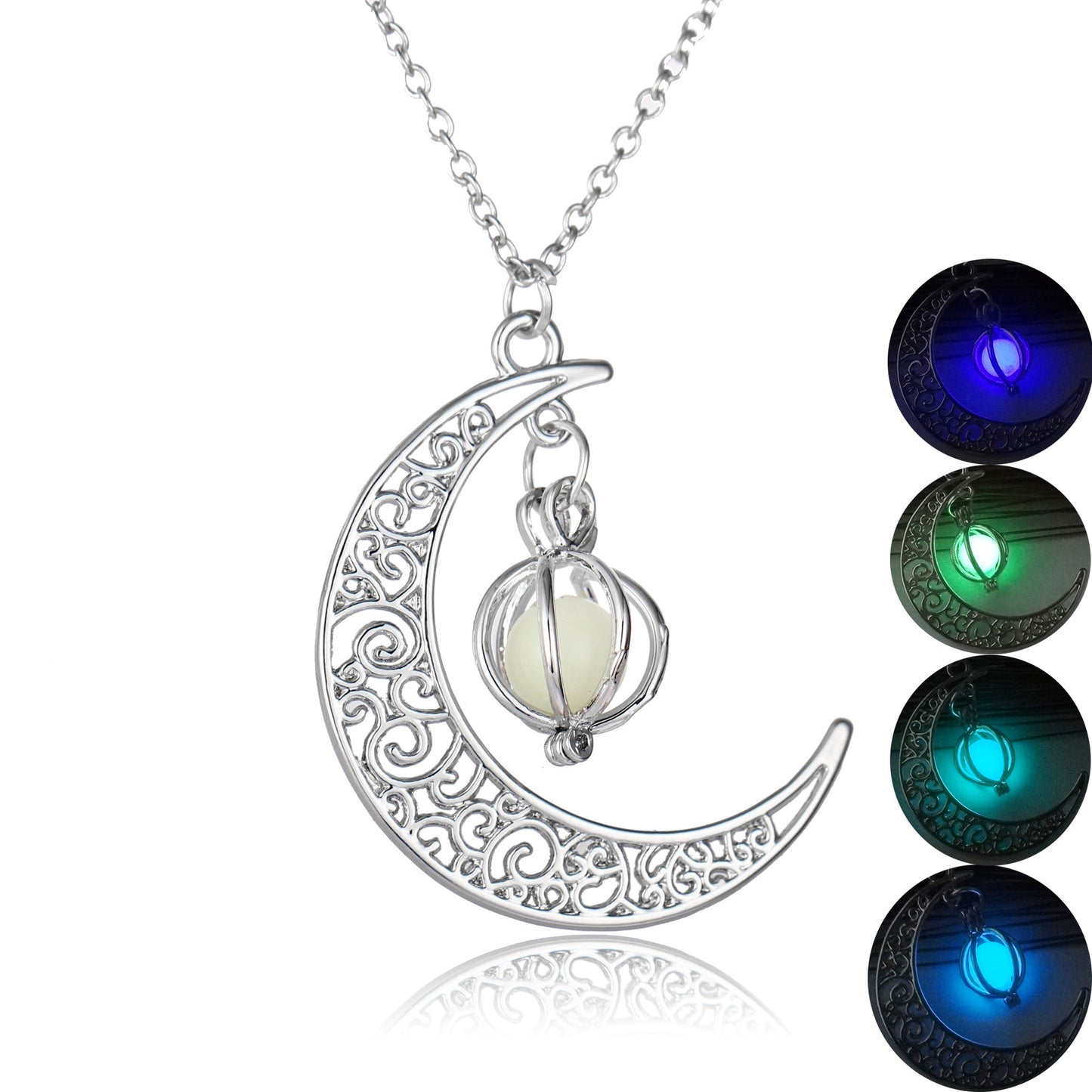 Fashion Moon Natural Glowing Stone Healing Necklace Women Gift Charm Luminous Pendant Necklace Jewelry Jewelry dealsniper-net