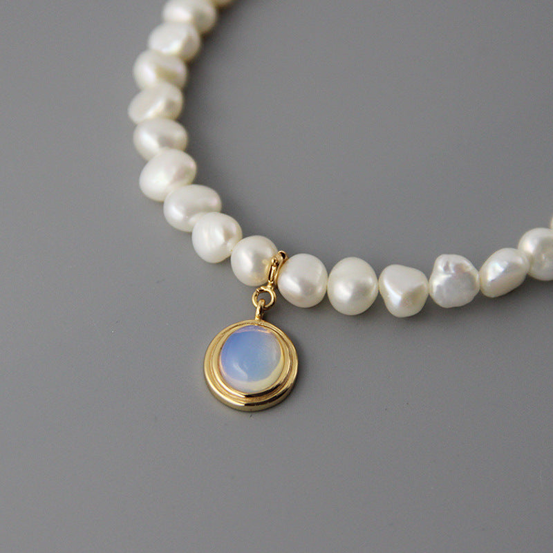 Round Medal Pearl Necklace Irregular Pearl Deals dealsniper-net
