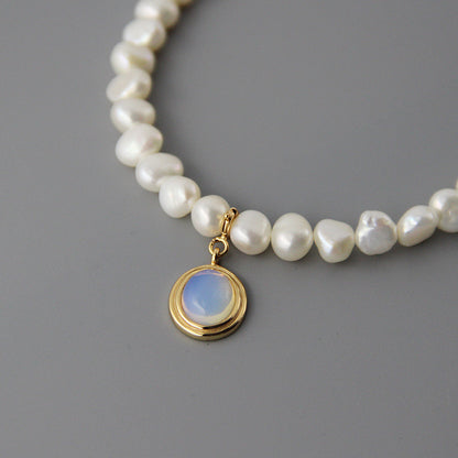 Round Medal Pearl Necklace Irregular Pearl Deals dealsniper-net