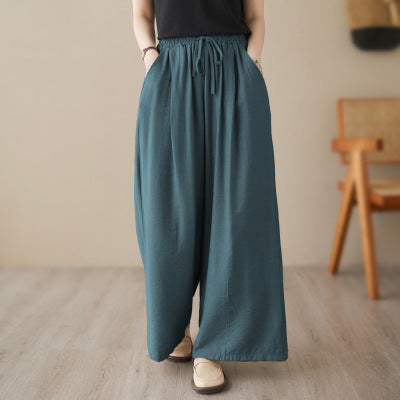 New Plus Size Wide Legs Mop Straight Casual Pants Women dealsniper-net Blue Green Plus Size Average Size