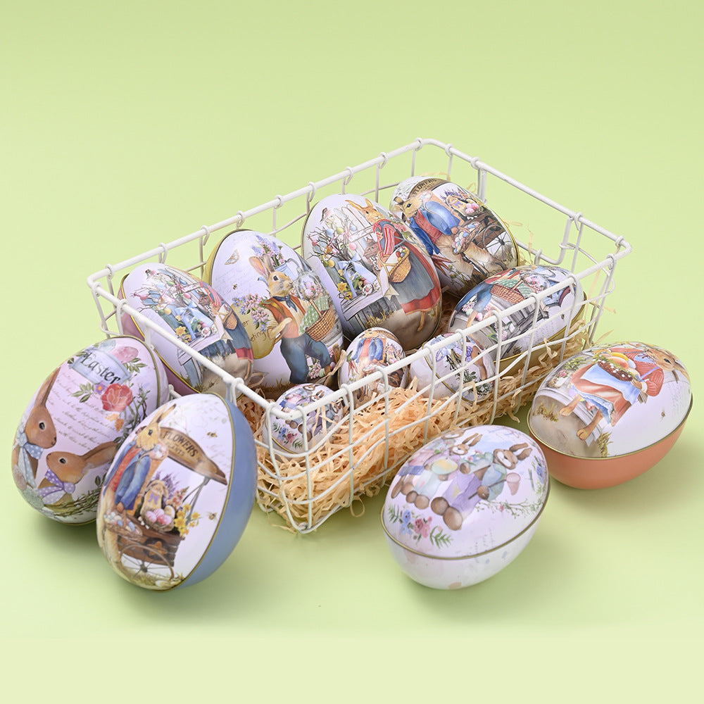 New Easter Decorative Tinplate Egg Creative Tin Box Kids Gym From House