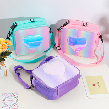 Laser Simple Rainbow Color Insulation Bento Bag Kids DealSniper.net
