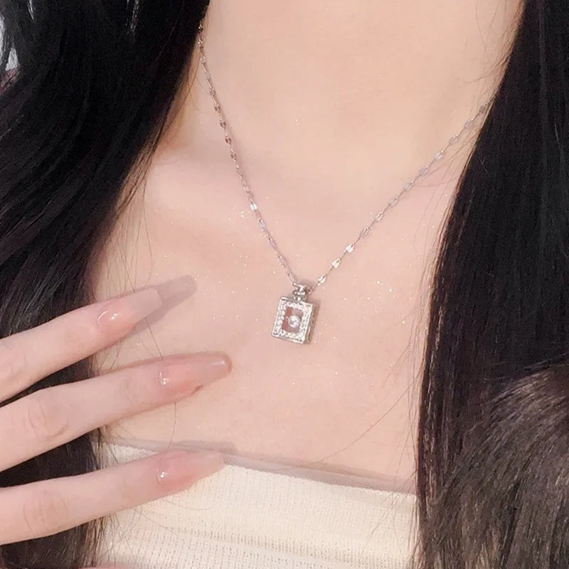 Valentines Day Gift Perfume Bottle Pendant Titanium Steel Necklace Jewelry Gym From House