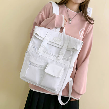 Multi-pocket Backpack Women Fashion Buckle Students School Bags