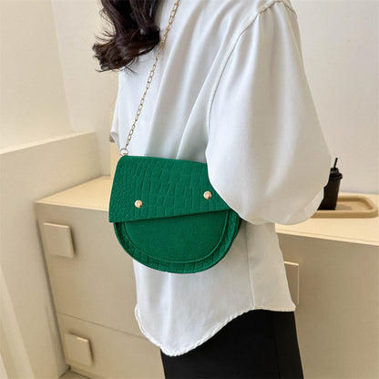 Casual Felt Solid Color One-shoulder Crossbody Bag Foreign Saddle Women dealsniper-net