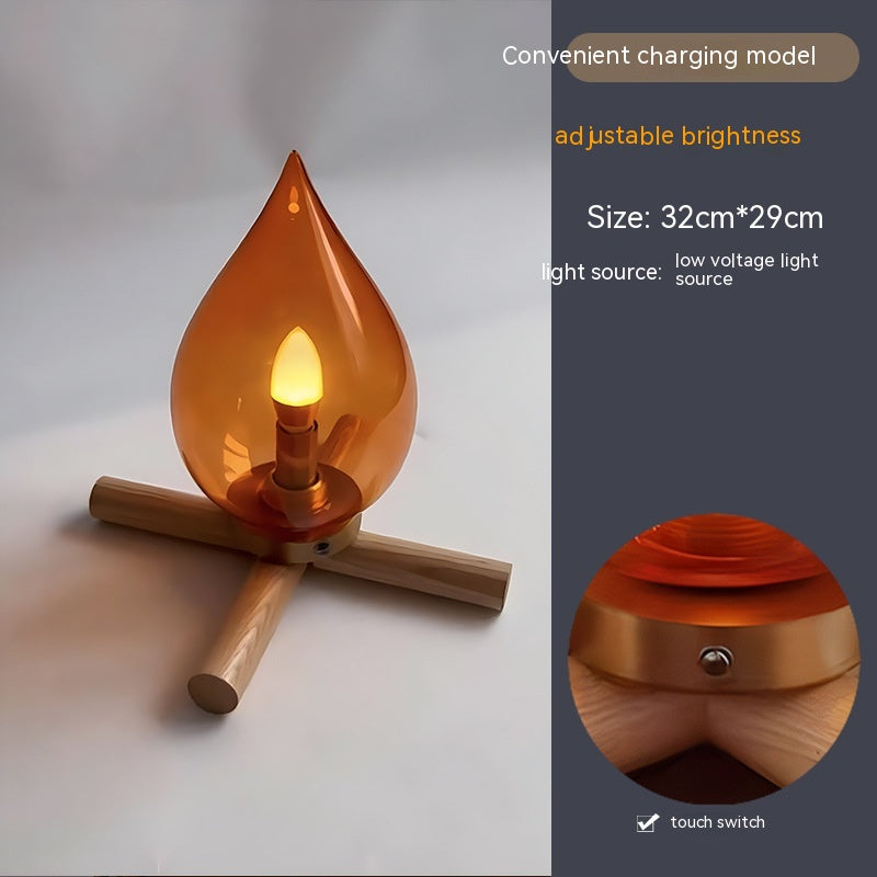 Fire Atmosphere Bedroom Bed Gift Desktop Decoration Desktop Lamp Home Decor Gym From House Send Eye Protection Warm Light USB Charging