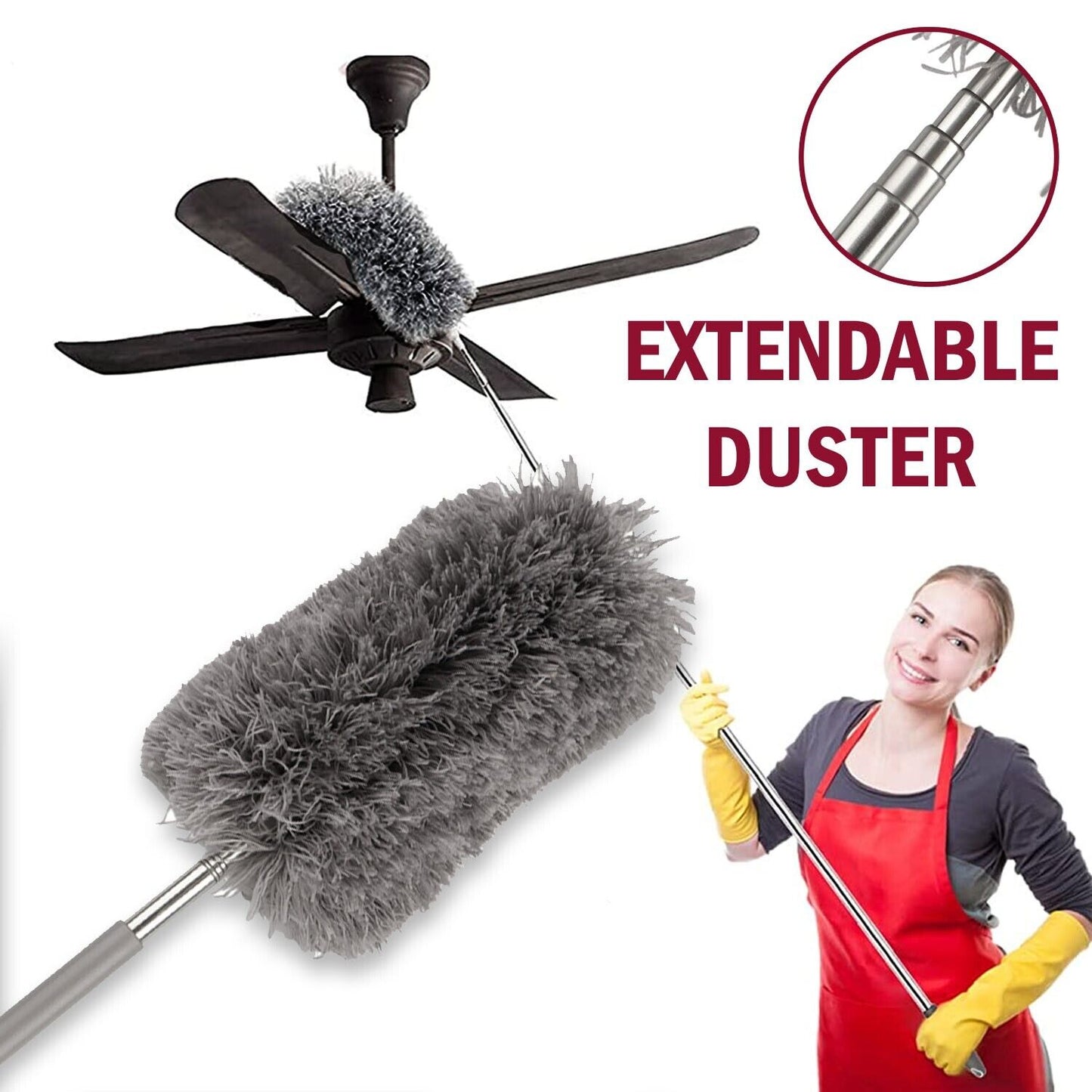 Adjustable Soft Microfiber Feather Duster Dusting Brush Household Cleaning Tool Home dealsniper-net