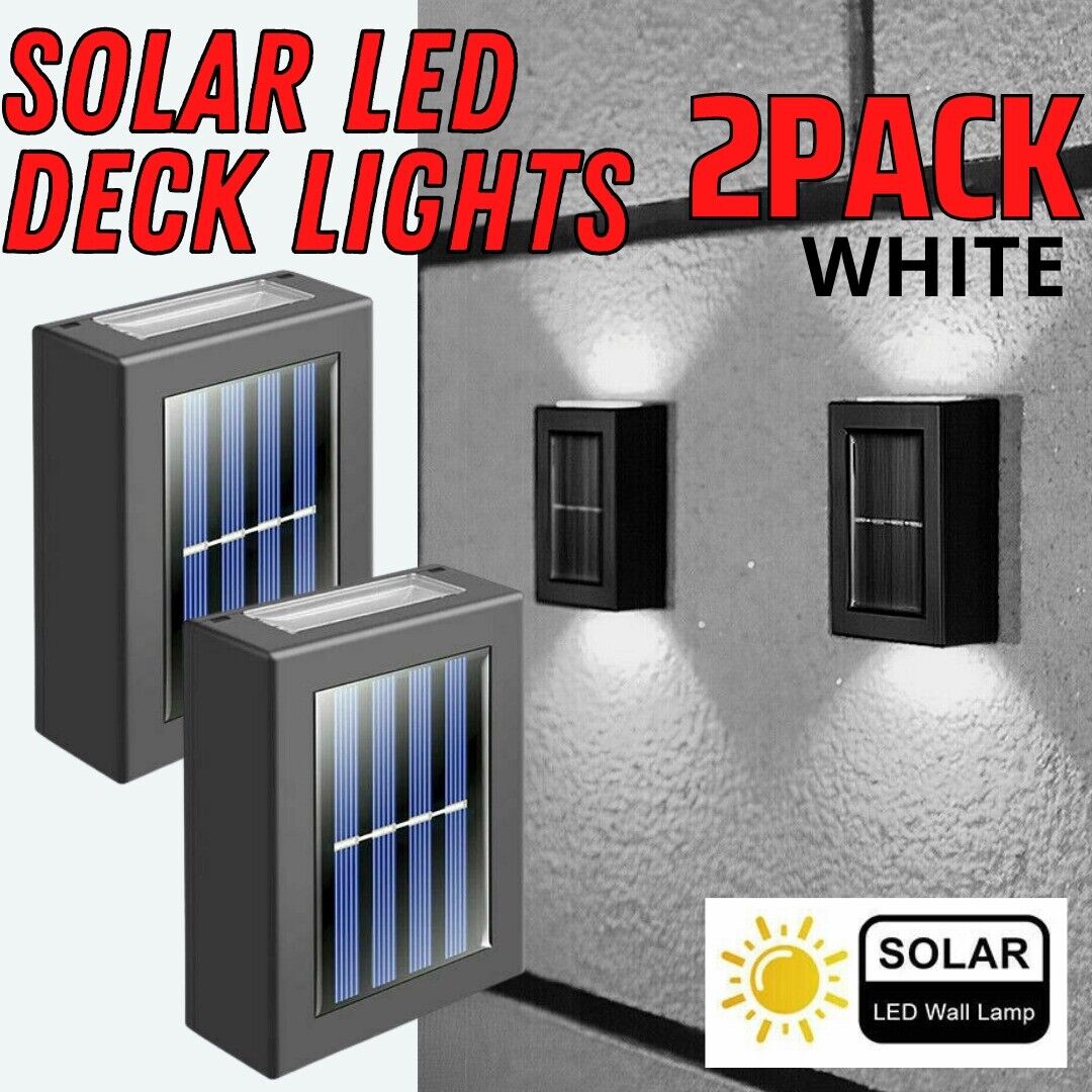 Outdoor Solar 2 LED Deck Lights Path Garden Patio Pathway Stairs Step Fence Lamp Home dealsniper-net