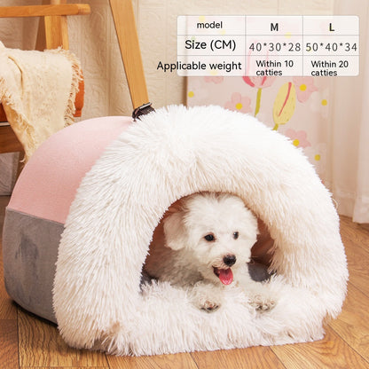 New Splice Portable Pet Nest Portable Autumn And Winter Warm Pets dealsniper-net Splicing Portable Pink L