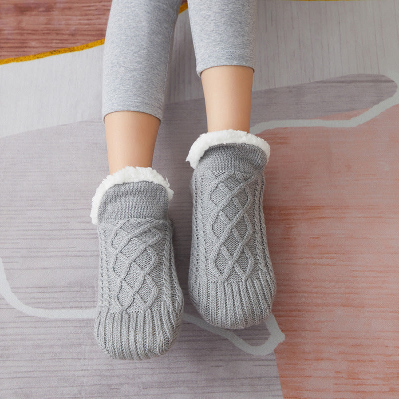 Winter Woolen Socks Women Thicken Warm Home Bedroom Socks Women dealsniper-net Grey 18to21 1pair