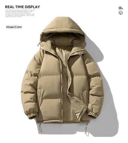 Men's Hoodie Coat Winter Fashion Solid ZIp-up Thickened Jacket Men null Khaki S