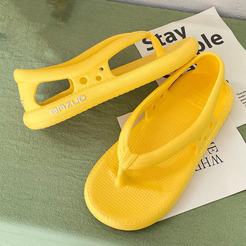 Fashion Personality Women With Heel Flip-flops Women dealsniper-net Yellow 37or38