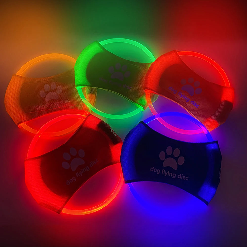 Dog Flying Discs Light Glowing LED Luminous Training Pets dealsniper-net