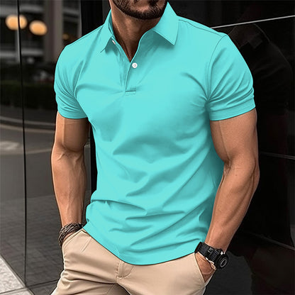 Summer Short Sleeve Polo Shirt Men Solid Color Men dealsniper-net Light Green 2XL