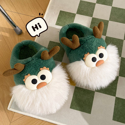 Cute Cartoon Christmas Deer Cotton Shoes Winter Indoor Women dealsniper-net