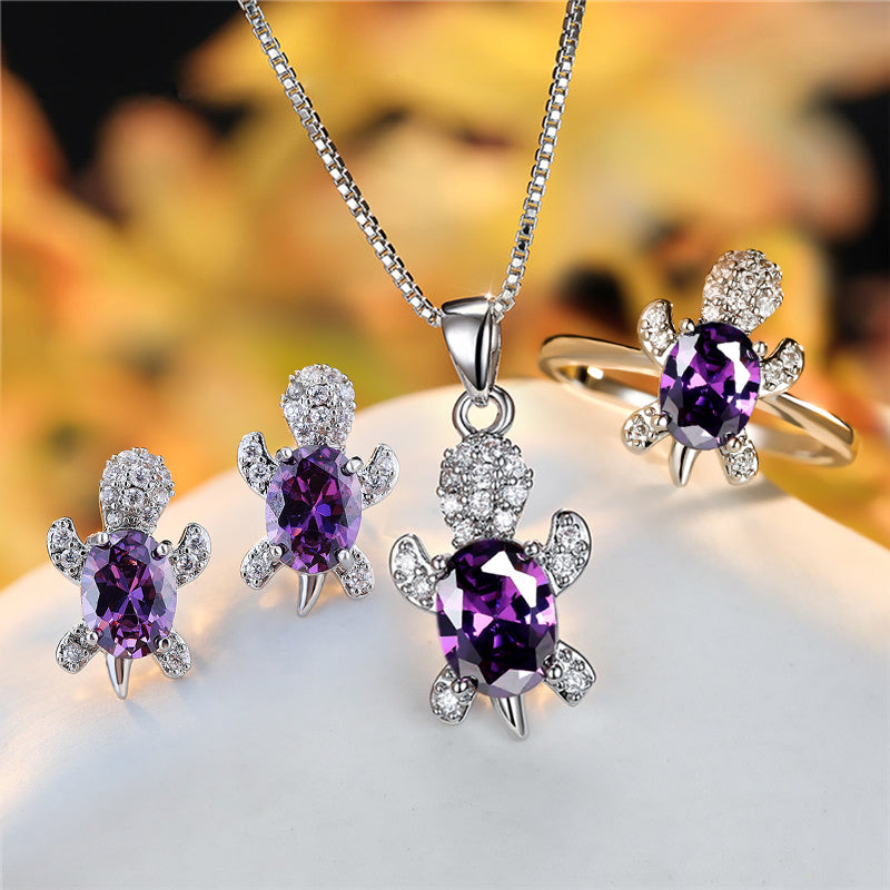 Fashion Oval Zircon Pendant Turtle Shape Necklaces Jewelry Gym From House Purple number 10