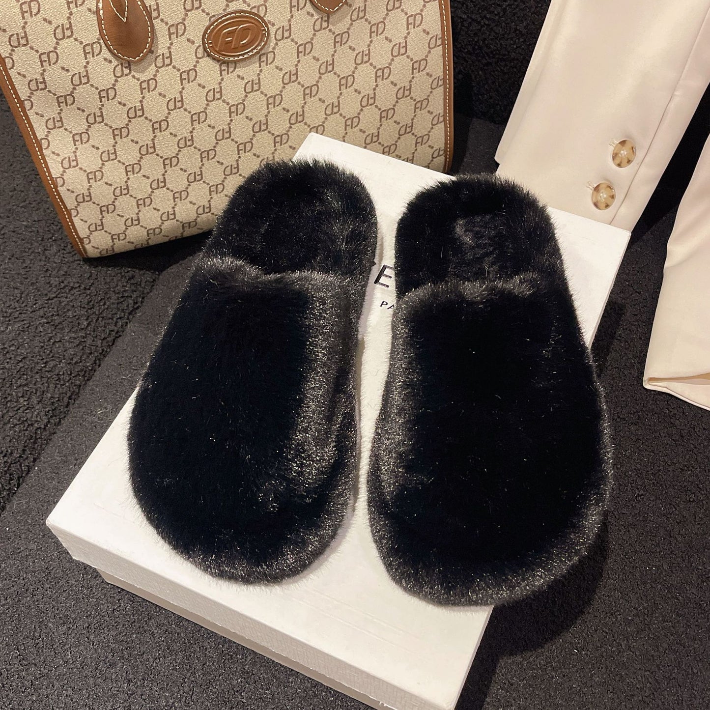 Women Home Slippers Winter Warm Shoes With 3cm Heel Women dealsniper-net Black 35.