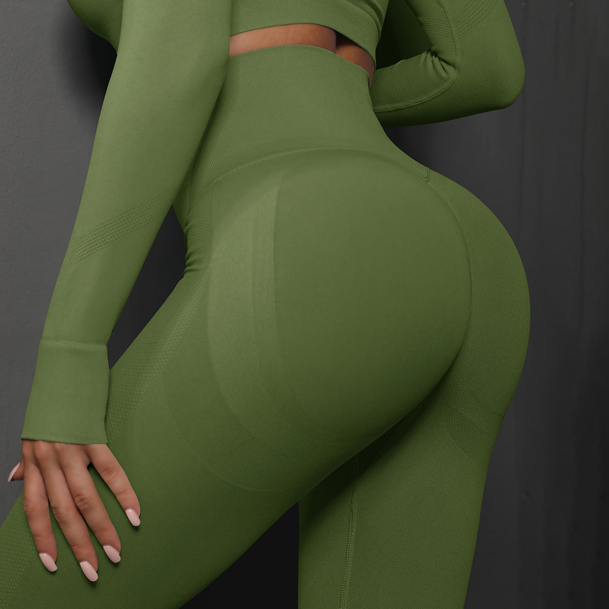 High Waist Seamless Yoga Pants Women's Solid Color Women Gym From House Army Green L