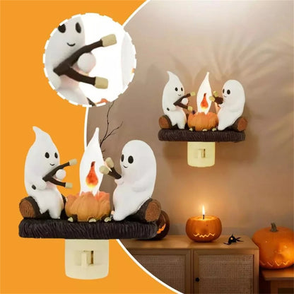 Ghost Campfire Flickering Nightlight 2 Ghosts Roasting Plug Wall