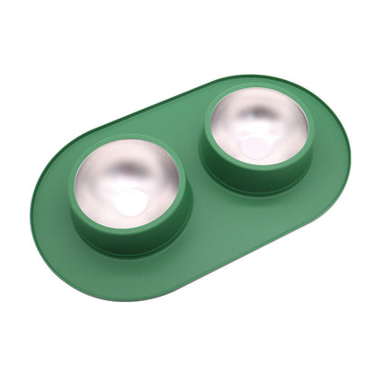 Pet Anti-skid Anti-splash Silicone Stainless Steel Bowl Pets Gym From House