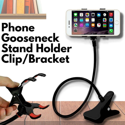 Universal Lazy Mobile Phone Gooseneck Stand Holder Flexible Bed Desk Table Clip Phones DealSniper.net Black Phone Holder