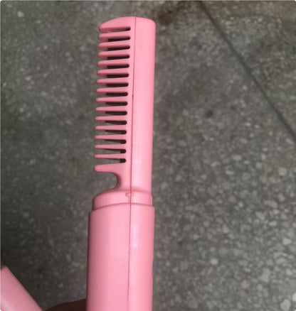 Professional Wireless Hair Straightener Curler Comb Fast Heating Beauty dealsniper-net Pink