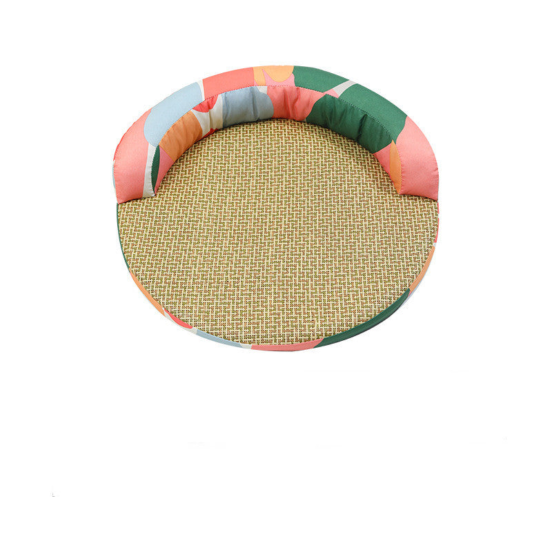 New Summer Cool Pet Sofa Beds Weaving Rattan Pillow To Lean On Pets Gym From House Camouflage 40cm