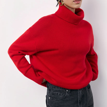 Winter Turtleneck Sweater Fashion Personality Long Sleeve Women dealsniper-net Red L