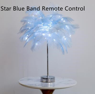 Feather Lamp Nordic Desk Lamp European-Style Night Light Home Decor dealsniper-net Star Blue Band Remote Control