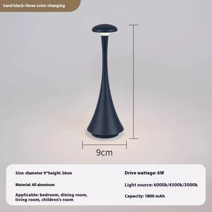 Portable Rechargeable Aluminum Table Lamp Bedroom Bedside Ambience Light Home Decor Gym From House Sand Black