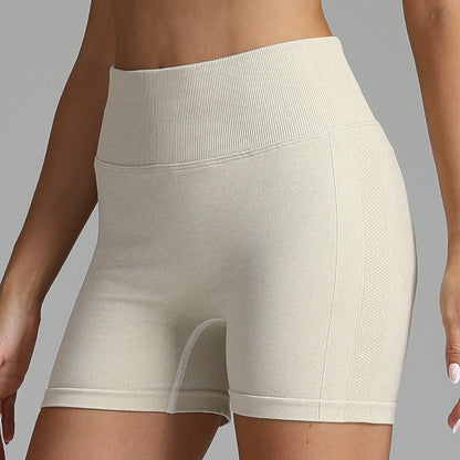 Seamless Yoga Shorts Women Solid Color High Waist Hip-lifting Women dealsniper-net Beige L