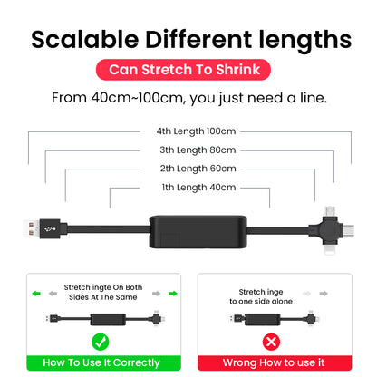 4 In 1 Retractable USB Cable Creative Macaron Type C Micro Cable Gadgets Gym From House